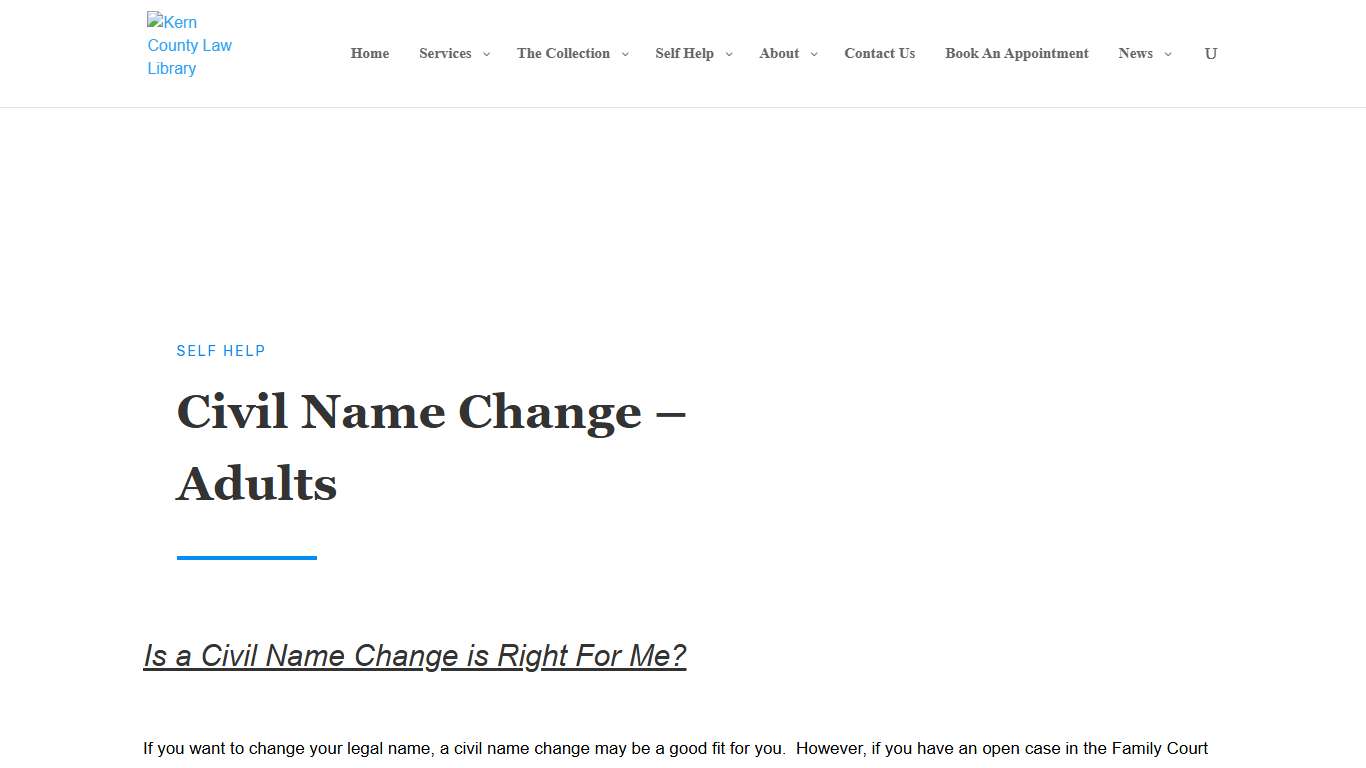 Civil Name Change - Adults - Kern County Law Library